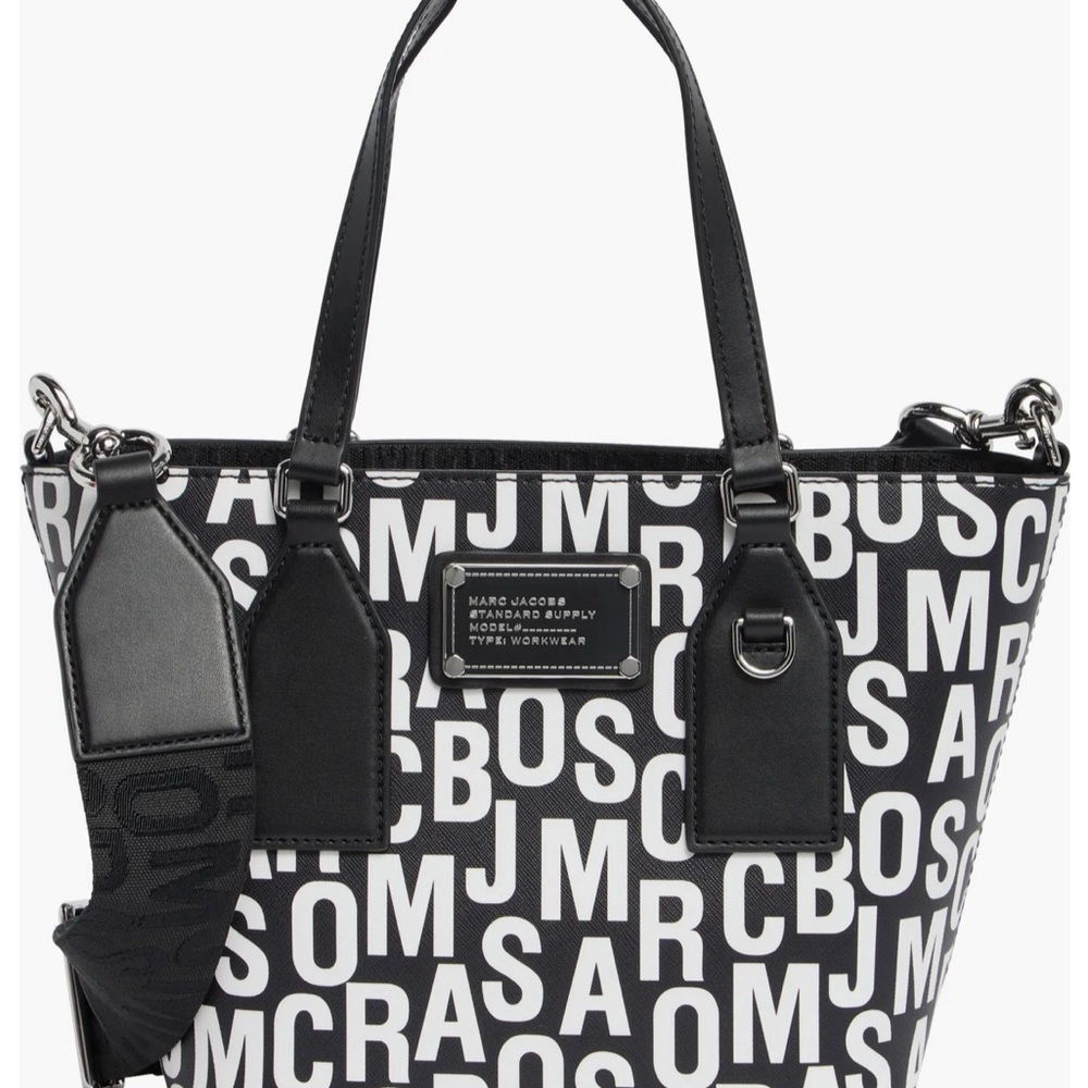 Marc Jacob’s Jumbled Logo Small Leather Tote Bag NWT - Picture 2 of 11